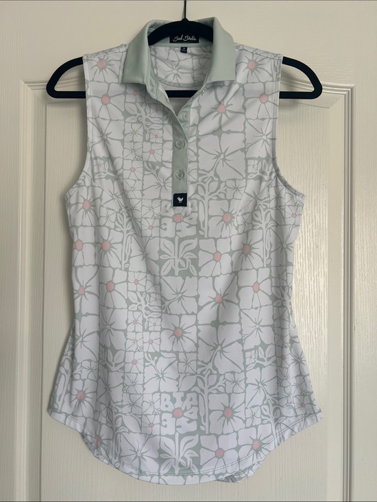 Bad Birdie Tops - Bad Birdie Womens Sleeveless Golf Polo Green White Floral Peony Print Size M